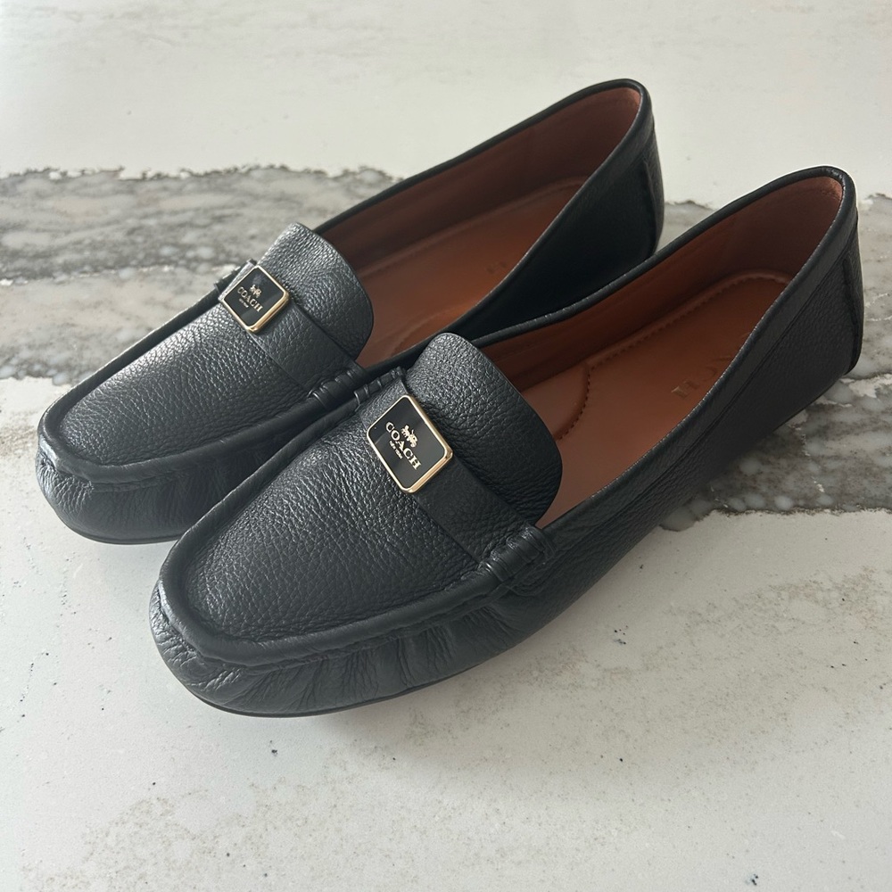 Coach Mona Driver Black Leather Women's Loafers